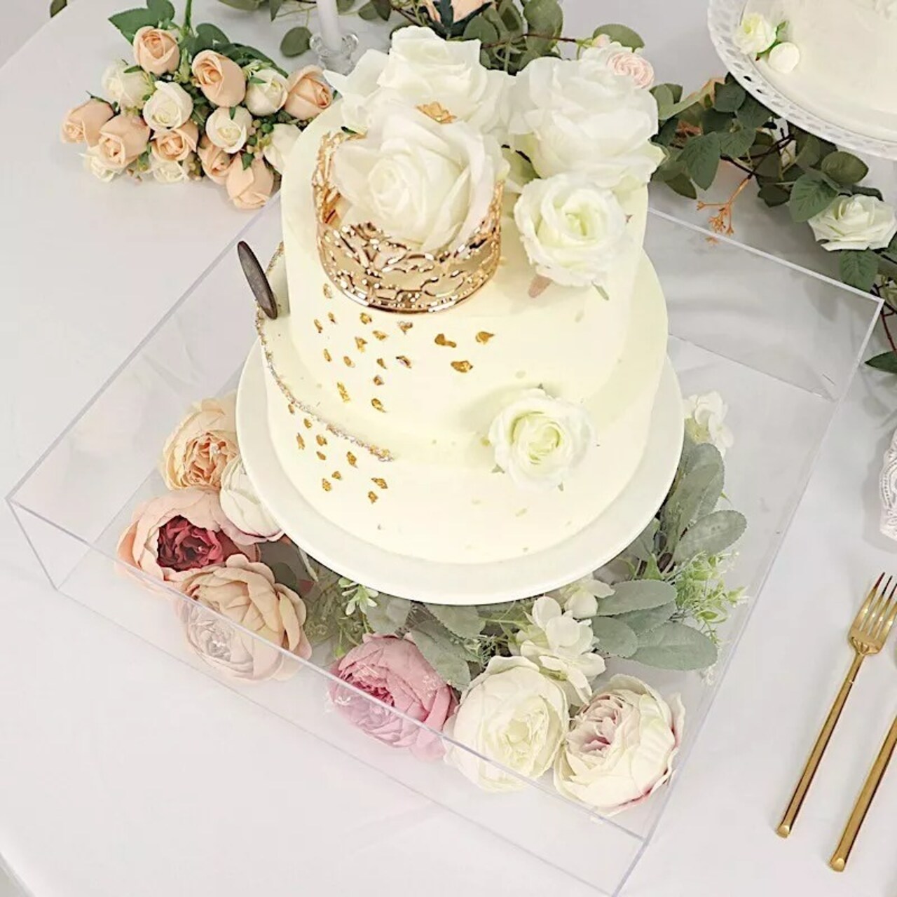 18" x 18" CLEAR Acrylic Display Box CAKE STAND Pedestal Riser